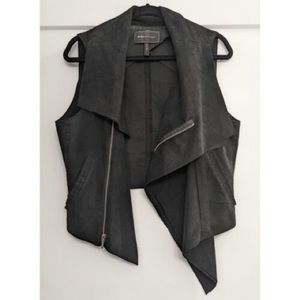 BCBGMAXAZRIA faux suede asymmetrical moto vest with zipper front and side pocket